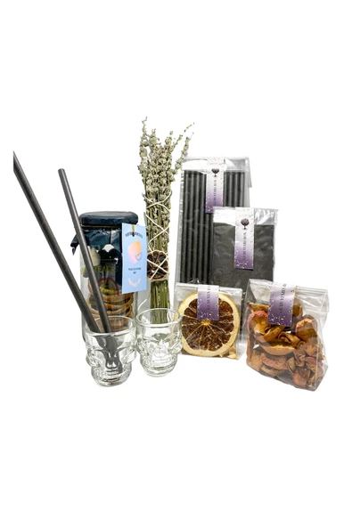 GURUYEMİŞ BOX Siyah Parti Kutusu Ve Kokteyl Hazırlama Kiti Kuru Kafa Shot Hediye Paketi Doğum Günü - 3