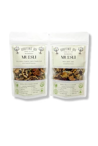 GURUYEMİŞ BOX Müsli 2li Set Bol Kuru Meyveli Ve Çekirdekli Vegan Şekersiz Protein Ve Lif Kaynağı 100gr 2 Adet - 2