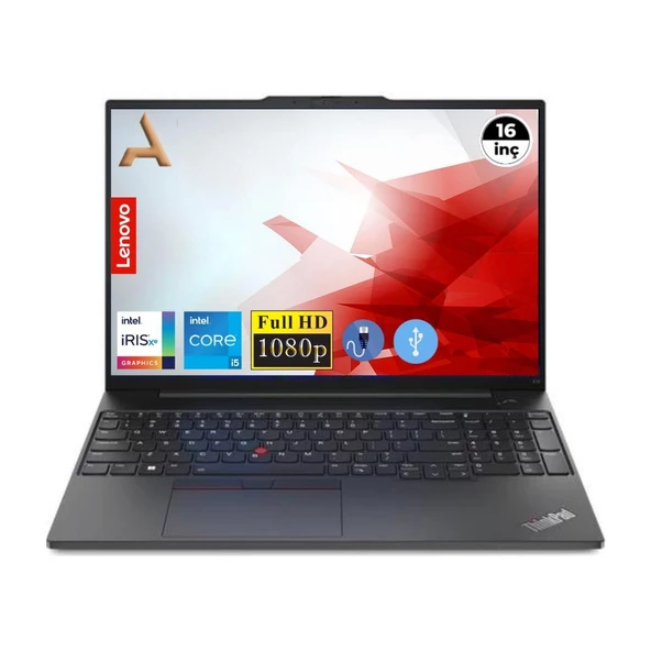 Lenovo ThinkPad E16 Gen1 İ5-1335U 21JN0005TX Atl8 16GB 1TB M.2 SSSD  16" Fdos FHD Dizüstü Bilgisayar