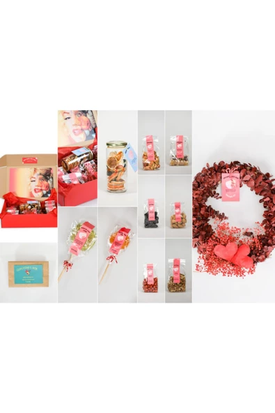 GURUYEMİŞ BOX Hayat Seninle Güzel Sevgililer Günü Doğum Günü Paketi Hediye Kutusu Kuruyemiş Lokum Şeker Kokteyl - 3