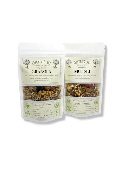 GURUYEMİŞ BOX Granola Ve Müsli 2li Set Bol Kuru Meyveli Ve Çekirdekli Vegan Şekersiz Protein Ve Lif 100gr 2 Adet