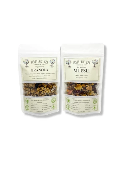 GURUYEMİŞ BOX Granola Ve Müsli 2li Set Bol Kuru Meyveli Ve Çekirdekli Vegan Şekersiz Protein Kaynağı 100gr 2 Adet - 2