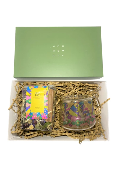 GURUYEMİŞ BOX Peter Max Pop Art Theme Çay Sever Kış Çayı Paketi - Bitki Çayı- Çift Camlı Kupa Hediye Kutusu - 4