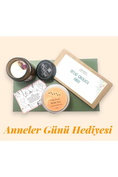 GURUYEMİŞ BOX Anneler Günü Hediye Kutusu (soya Doğal Mum- Bitki Çayı- El Yapımı Çikolata)