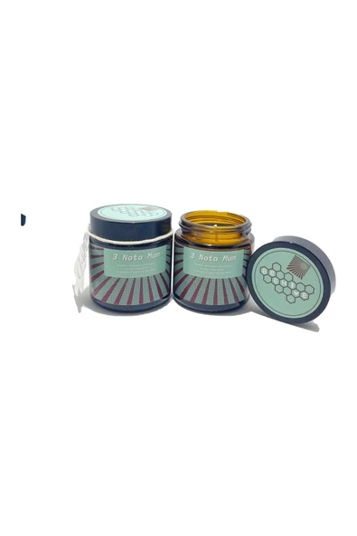 GURUYEMİŞ BOX 3 Nota Hediyelik Mum Doğal Soya Mum Soy Wax Candle Amber 90gr - 2