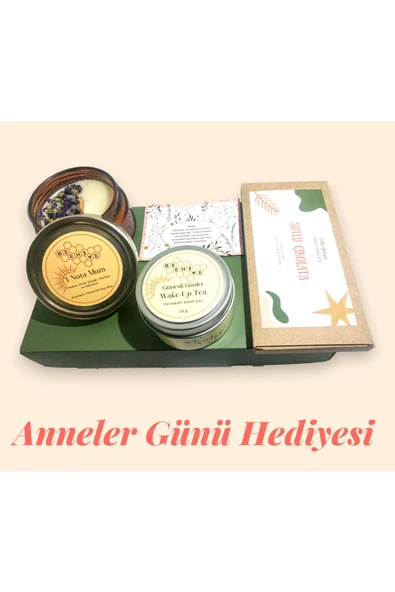 GURUYEMİŞ BOX Anneler Günü Hediye Kutusu (soya Doğal Mum- Bitki Çayı- El Yapımı Çikolata)