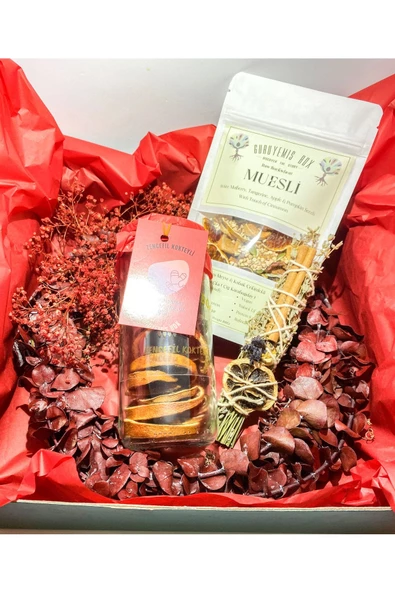 GURUYEMİŞ BOX İçinde Mutluluk Var Sevgili Doğum Günü Konsept Hediye Kutusu Seti Çelenk Müsli Kokteyl Tütsü - 2