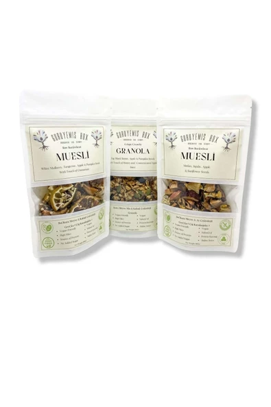 GURUYEMİŞ BOX Granola Ve Müsli 3li Set Bol Kuru Meyveli Ve Çekirdekli Vegan Protein Ve Lif Kaynağı 100gr 3 Adet - 2
