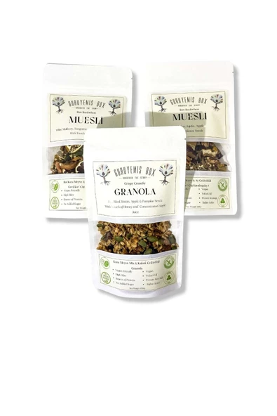 GURUYEMİŞ BOX Granola Ve Müsli 3li Set Bol Kuru Meyveli Ve Çekirdekli Vegan Protein Ve Lif Kaynağı 100gr 3 Adet - 3