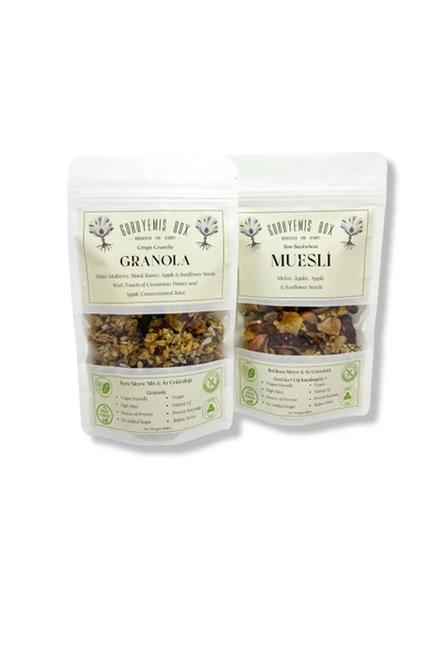 GURUYEMİŞ BOX Granola Ve Müsli 2li Set Bol Kuru Meyveli Ve Çekirdekli Vegan Şekersiz Protein Kaynağı 100gr 2 Adet