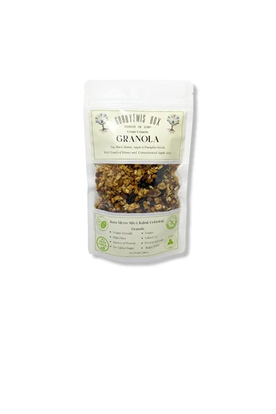 GURUYEMİŞ BOX Granola Kahvaltılık Gevrek Bol Bal Kuru Meyveli Kabak Çekirdekli Incir Üzüm & Elma Şekersiz 240gr - 2