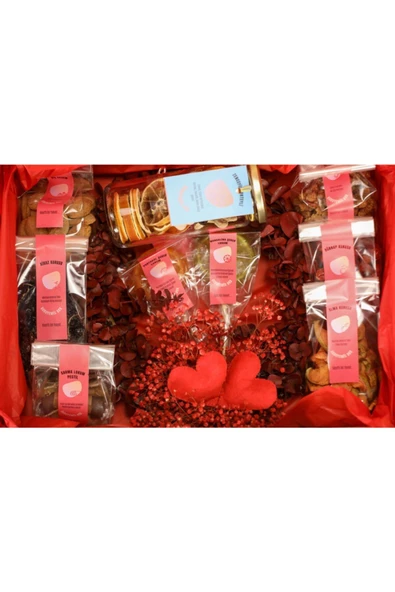 GURUYEMİŞ BOX Hayat Seninle Güzel Sevgililer Günü Doğum Günü Paketi Hediye Kutusu Kuruyemiş Lokum Şeker Kokteyl - 5