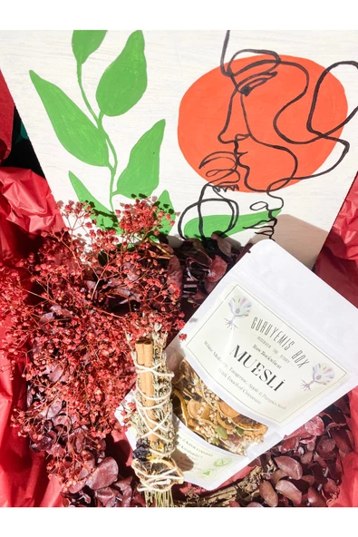 GURUYEMİŞ BOX Sevgililer Günü Doğum Günü Özel Mutluluk Hediye Kutusu Set5 Çelenk, Meyveli Müsli, Tablo,tütsü - 3