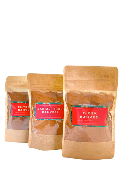 GURUYEMİŞ BOX Kahvesiz Asla Seti 3lü Filtre Kahve Sakızlı Türk Kahvesi Dibek Kahvesi Gurme Kahveseti - 2