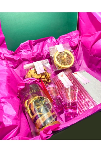 GURUYEMİŞ BOX Pembe Parti Kutusu Ve Kokteyl Hazırlama Kiti Doğum Günü Sevgililer Günü Özelgün - 5