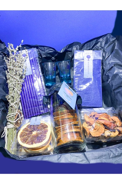 GURUYEMİŞ BOX Mavi Parti Kutusu Ve Kokteyl Hazırlama Kiti Doğum Sevgililer Günü Özel Gün Hediye Seti - 5