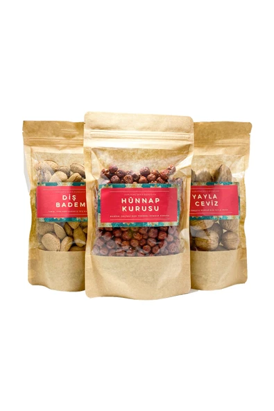 GURUYEMİŞ BOX Tuzlu Atıştırma Paketi Badem Hünnap Ceviz