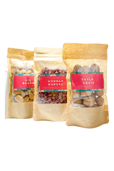 GURUYEMİŞ BOX Tuzlu Atıştırma Paketi Badem Hünnap Ceviz - 3
