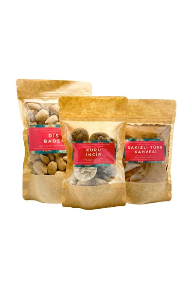 GURUYEMİŞ BOX Tatlı Atıştırmalık Tadım Paketi Badem Incir Sakızlı Türk Kahvesi