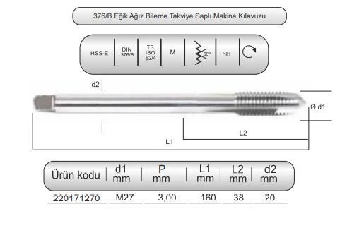 HSSE DIN376/B MAK.KLVZ. M27x3 (6H) - Resim 2