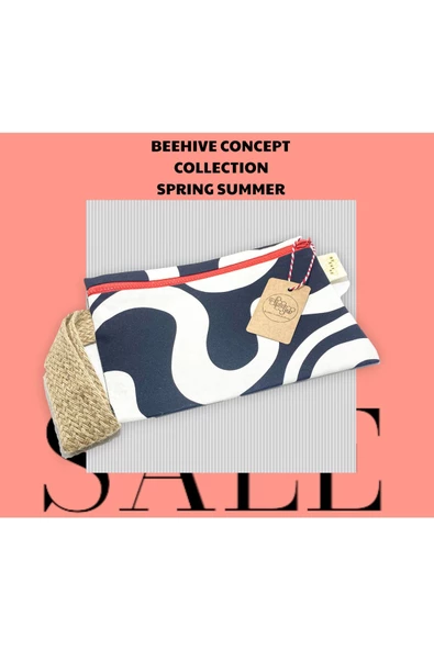GURUYEMİŞ BOX "beehive" Strawberry Zebra Concept Clutch El Çantası Makyaj Ve Mini Plaj Çantası - 6