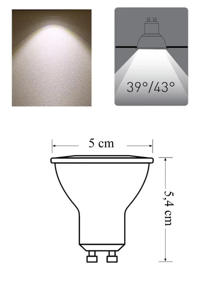 Panasonic 4W (50W) Led Spot Ampul Gün Işığı 4000K - 3 Adet Çanak Lamba - Avize Ampulu - 2