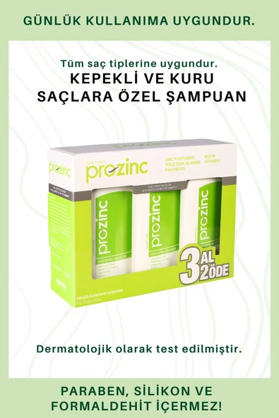 Prozinc Kuru Saçlar İçin Şampuan 300 Ml 3 Al 2 Öde (Yeşil) - 2