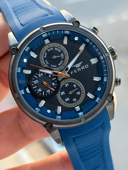 Ferro Silikon Kordon İç Fonksiyonları Aktif  30 Mt Suya Dayanıklı Erkek Kol Saat EFM.11363-ZD4 - Resim 3