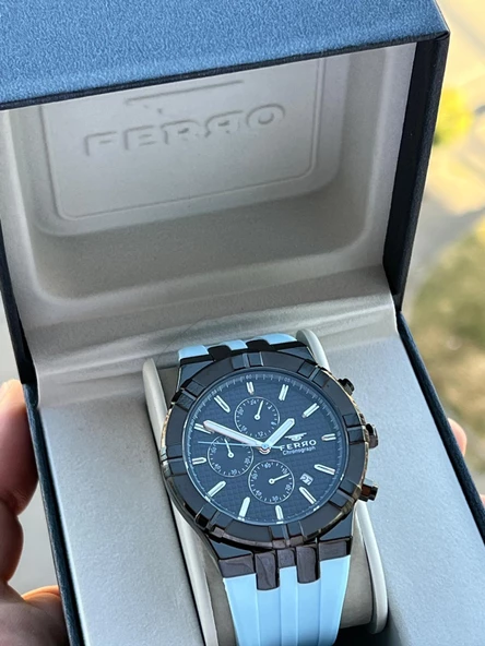 Ferro Silikon Kordon İç Fonksiyonları Aktif  30 Mt Suya Dayanıklı Erkek Kol Saat EFM.11-ZD4 ürün görseli