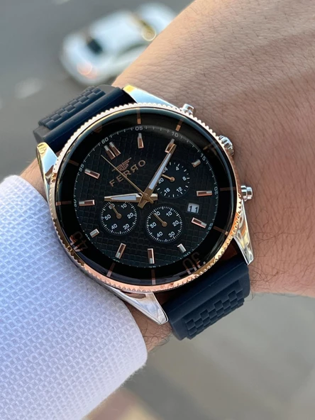 Ferro Silikon Kordon İç Fonksiyonları Aktif  30 Mt Suya Dayanıklı Erkek Kol Saat EFM.31920-E - Resim 2