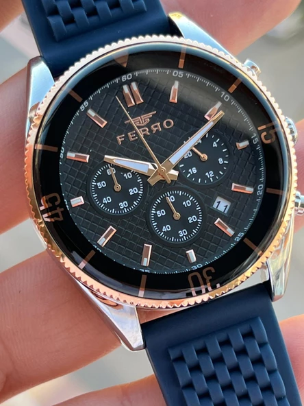 Ferro Silikon Kordon İç Fonksiyonları Aktif  30 Mt Suya Dayanıklı Erkek Kol Saat EFM.31920-E - Resim 3