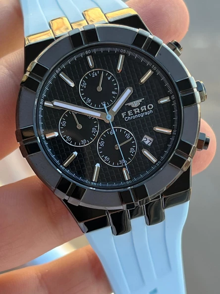 Ferro Silikon Kordon İç Fonksiyonları Aktif  30 Mt Suya Dayanıklı Erkek Kol Saat EFM.11-ZD4 - Resim 3