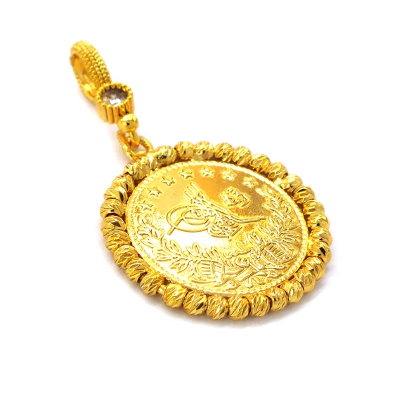 Altın Kaplama İmitasyon Dorika Çerçeveli 2.5 luk Reşat Kolye Ucu TGR-587 - Resim 2