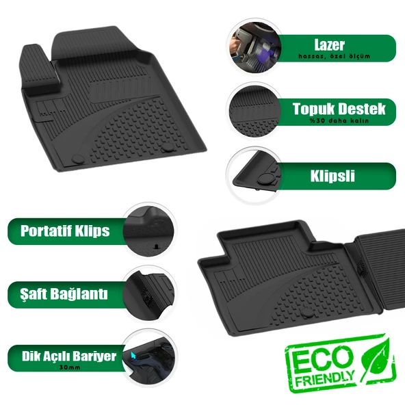 MG HS 2018-2024 Uyumlu SAHLER Araca Özel 4.5D Havuzlu Oto Paspas - HS - 2