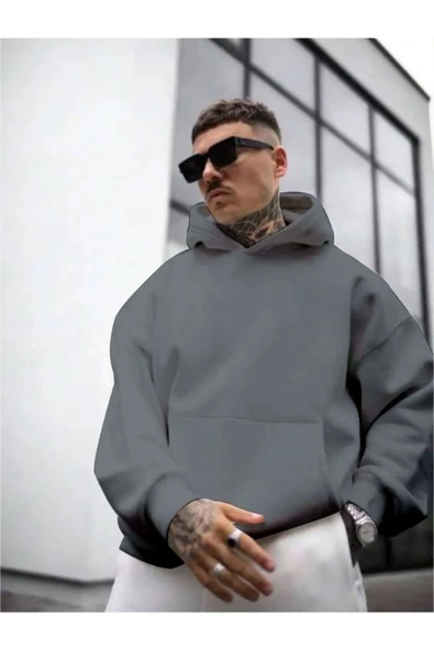 Erkek Sırt NY Baskılı Kapüşonlu Sweatshirt - 11