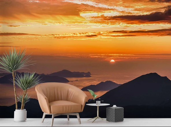 Günbatımı Duvar Kağıdı Baskı - Resim 6