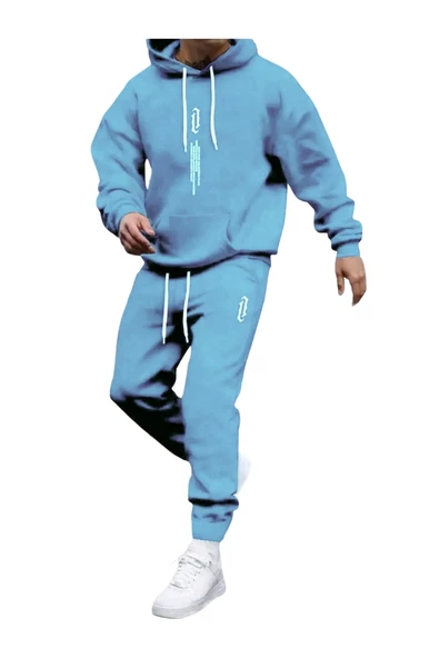 Erkek Dikey Baskılı Oversize Eşofman Takımı - 11