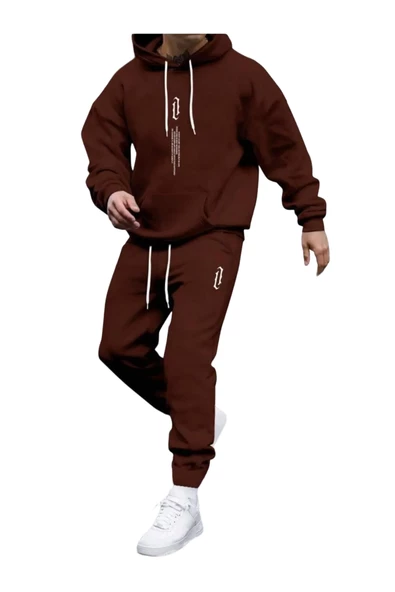 Erkek Dikey Baskılı Oversize Eşofman Takımı - 5