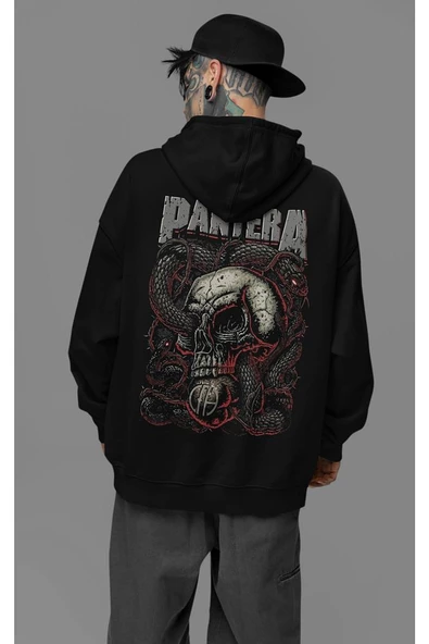 Pantera Baskılı Unisex Oversize Müzik Grubu Hoodie