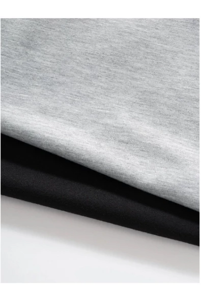 Kadın Siyah-Gri 2li Baskılı Eşofman Altı - 3