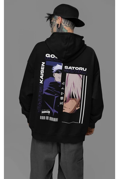 Gojo Satoru Jujutsu Kaisen Baskılı Unisex Oversize Anime Hoodie