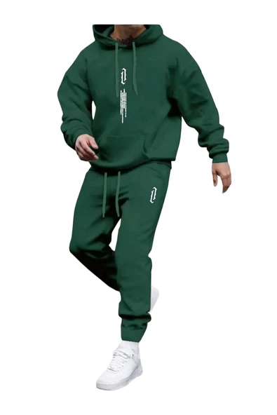 Erkek Dikey Baskılı Oversize Eşofman Takımı - 7