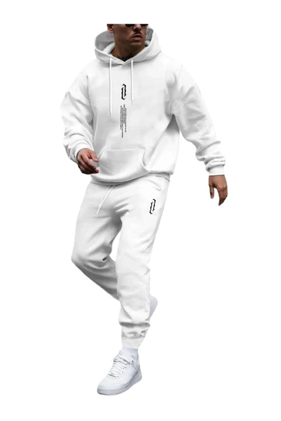 Erkek Dikey Baskılı Oversize Eşofman Takımı - 6