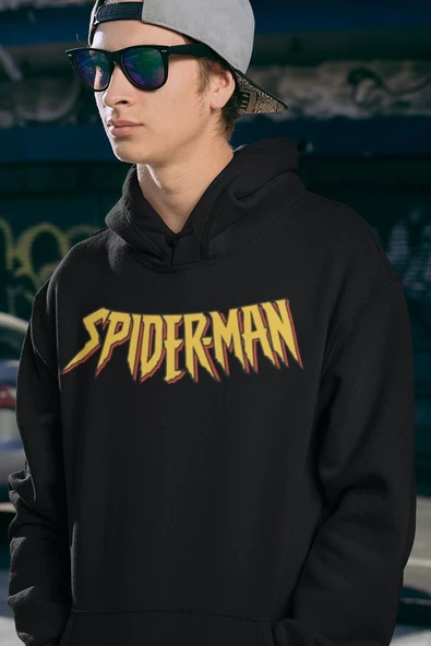 Spider-Man Yazılı Unisex Oversize Örümcek Adam Hoodie