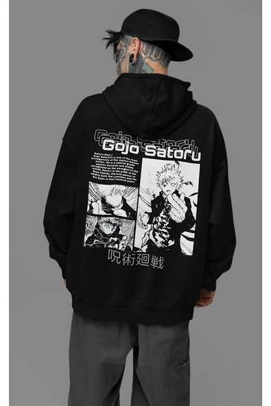 Gojo Satoru Karakter Baskılı Unisex Oversize Anime Hoodie