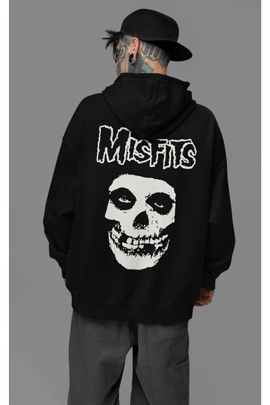 Misfits Müzik Grubu Baskılı Unisex Oversize Rock Metal Hoodie