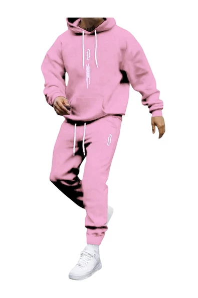 Erkek Dikey Baskılı Oversize Eşofman Takımı - 8