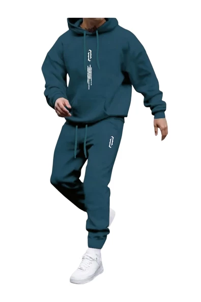 Erkek Dikey Baskılı Oversize Eşofman Takımı - 4