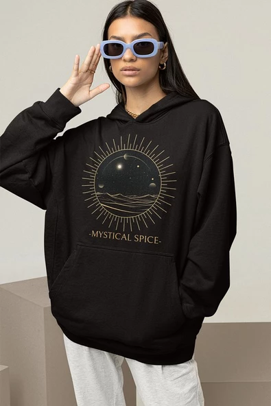 Mystical Spice Baskılı Unisex Oversize Hoodie