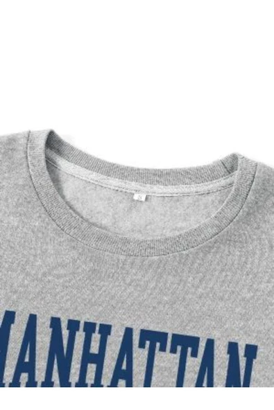 Kadın Gri Manhattan Bisiklet Yaka Sweatshirt - 3